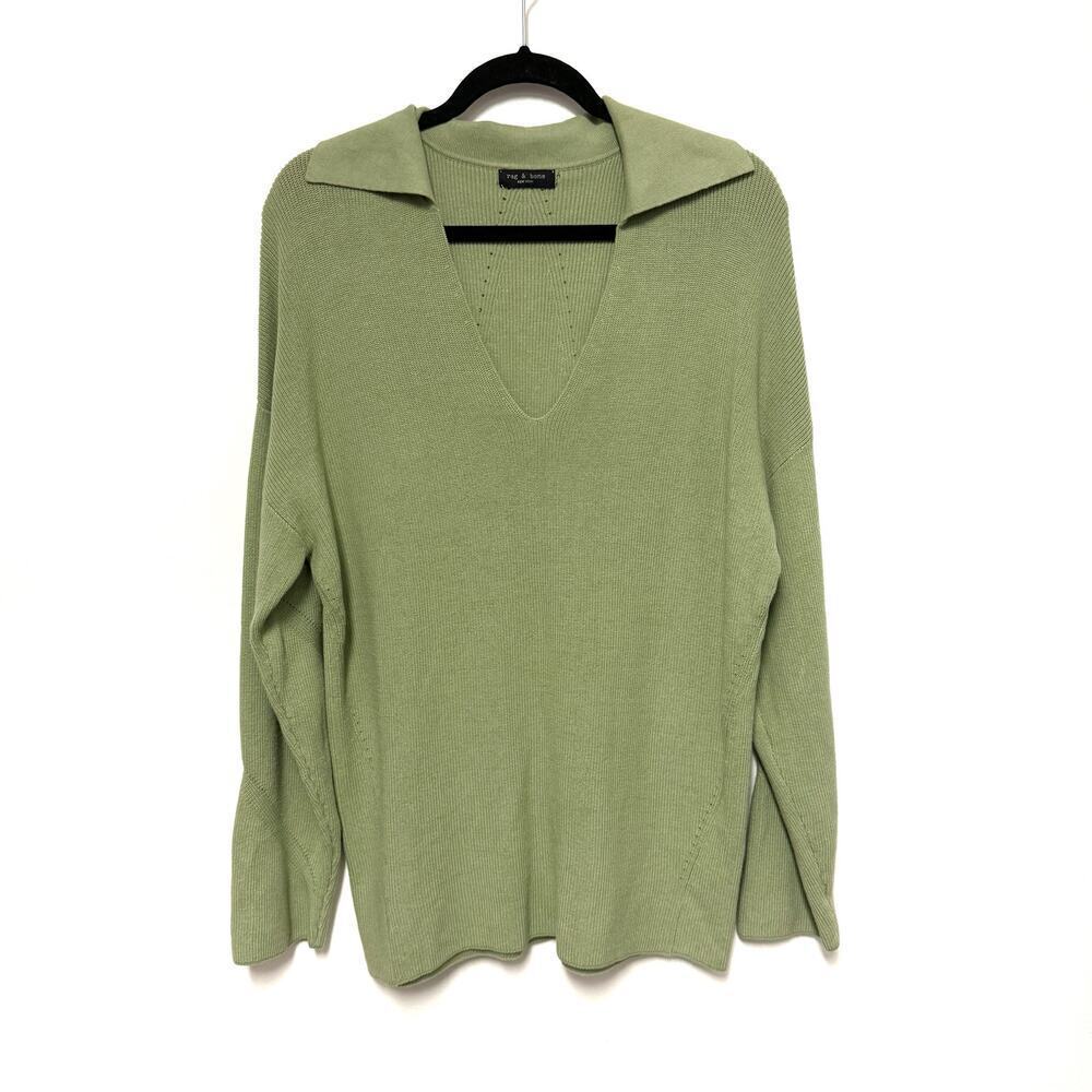 Rag & Bone Amy Ribbed Cotton Blend Collared Tunic Sweater Size XL NWOT $325 - Picture 5 of 9